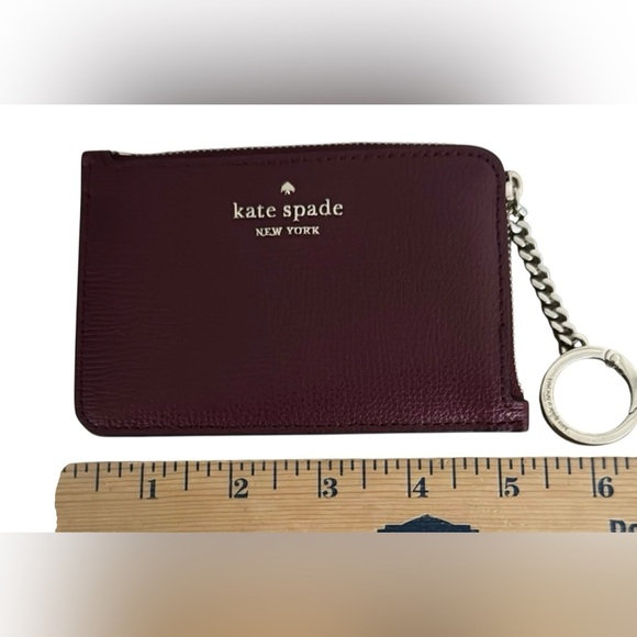 Kate Spade Dark BURGUNDY Leather Keychain Wallet - Picture 4 of 6